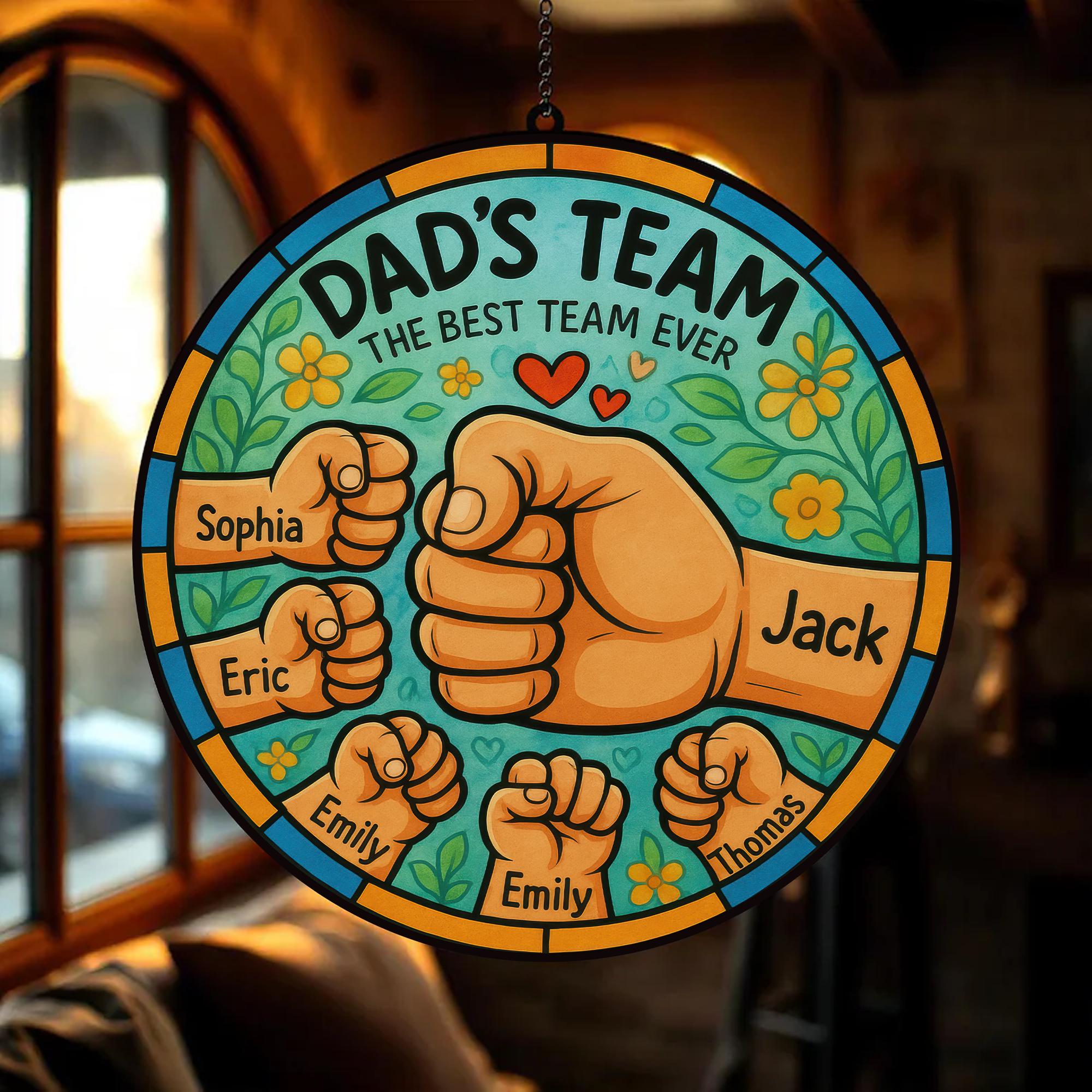 Father's Day Fist Bump Set Suncatcher, Dad Fist Bump Suncatcher, Father's Day Gift, Baby Toddler Kid Dad Fist Bump, customized name Decor
