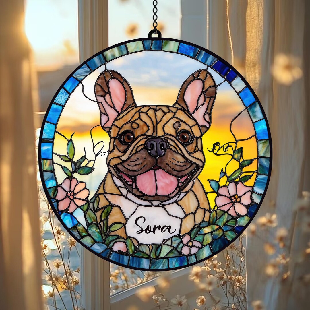 Custom Dog Memorial Gifts Cat Loss Pet Suncatcher Stained Glass Rainbow ...