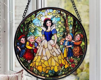 白雪姫　7人の小人　ステンドグラス　ガラス 白雪姫と七人のこびと 60周年限定 ディズニー公式 ヴィンテージ