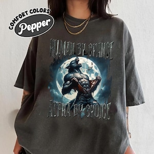 Camiseta de lobo con diseño de Human By Chance Alpha By Choice, camiseta de hombre lobo estilo años 90, camisetas de memes de lobos emo, camiseta de salud mental, Wolf Sigma, gótica