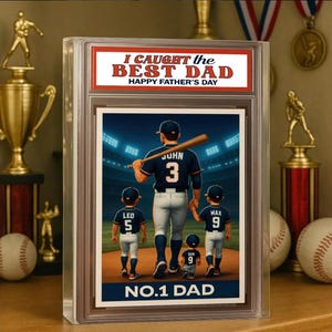 Placa acrílica personalizada para el Día del Padre, placa del equipo ideal de papá, exhibición deportiva personalizada para papá con hijos, placa de recuerdo de béisbol