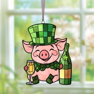 Pig Xmas Ornaments, Pig Suncatcher Decoration, Pig Holiday Ornaments, Cute Pig, Farmhouse Christmas Decor, Xmas Gift for Farmer