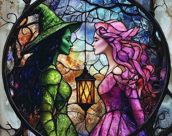 Elphaba and Glinda Besties Suncatcher, Wicked Musical Fan Gift, Witches of Oz Window Hanging, Perfect Christmas Decoration Ornament