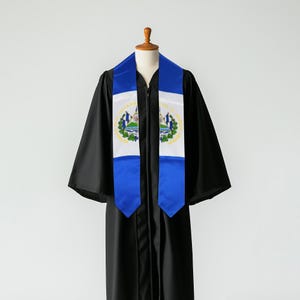 Banda de graduación con la bandera de El Salvador para la generación de 2025, estola de graduación con la bandera de El Salvador, estola de graduación bordada, banda de graduación bordada