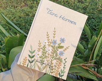 Presente personalizado para mãe, caderno bordado à mão personalizado, caderno de tecido feito à mão, diário personalizado, caderno de margaridas, caderno personalizado