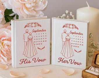Caderno de votos personalizado bordado à mão, tamanho A6, pombas e medalhões de casamento, caderno bordado à mão, capa dura de tecido, caderno feito à mão