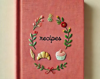 Personalized Embroidered Recipe Book Custom Journal Cookbook Notebook Valentine's Day Bridal Shower Gift Daughter Birthday Gift Gift Moms