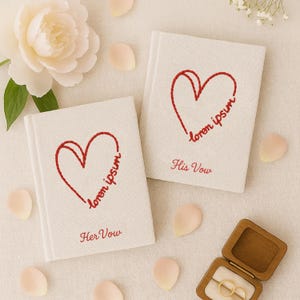 Personalized Hand Embroidered Vow Book A6 size, Wedding Doves and Lockets Hand Embroidered Notebook, Fabric Hard cover, Handmade Notebook