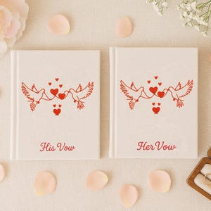 Personalized Hand Embroidered Vow Book A6 size, Wedding Doves and Lockets Hand Embroidered Notebook, Fabric Hard cover, Handmade Notebook