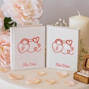 Personalized Hand Embroidered Vow Book A6 size, Wedding Doves and Lockets Hand Embroidered Notebook, Fabric Hard cover, Handmade Notebook