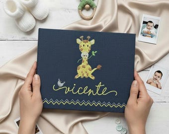 Álbum de fotos para bebé bordado a mano con fundas, álbum de fotos personalizado, regalo para bebé, álbum de fotos único, álbum de fotos bordado a medida.