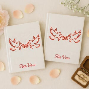 Personalized Hand Embroidered Vow Book A6 size, Wedding Doves and Lockets Hand Embroidered Notebook, Fabric Hard cover, Handmade Notebook
