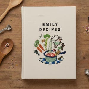 Personalized Recipe Notebook, My Recipes Hand Embroidered Notebook, Handmade Fabric Cover Notebook, Custom A5 Notebook, Secret Notebook