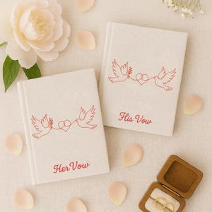 Personalized Hand Embroidered Vow Book A6 size, Wedding Doves and Lockets Hand Embroidered Notebook, Fabric Hard cover, Handmade Notebook