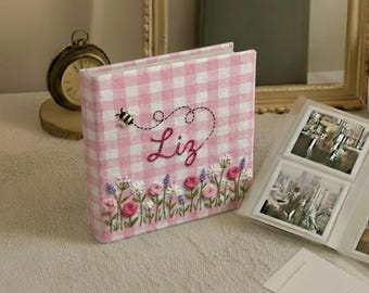 Álbum de fotos para bebé bordado a mano con fundas, álbum de fotos personalizado, regalo de aniversario, regalo para bebé, álbum de fotos único, álbum de fotos para bebé