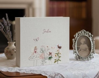 Álbum de fotos bordado a mano con mangas, álbum de fotos personalizado, regalo de aniversario, álbum de fotos único, álbum de fotos bordado con flores.