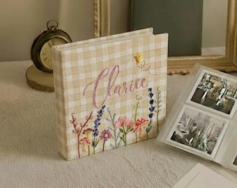 Álbum de fotos para bebé bordado a mano con fundas, álbum de fotos personalizado, regalo de aniversario, regalo para bebé, álbum de fotos único, álbum de fotos para bebé