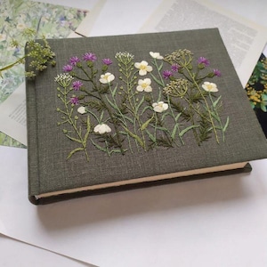 Embroidered Wedding Guest Book Personalized | Custom Linen Guestbook with Photo | A5 A4 Wedding Memory Book Keepsake Album