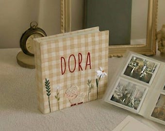Álbum de fotos para bebé bordado a mano con fundas, álbum de fotos personalizado, regalo de aniversario, regalo para bebé, álbum de fotos único, álbum de fotos para bebé