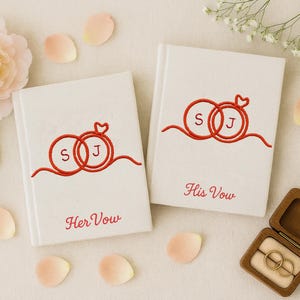 Personalized Hand Embroidered Vow Book A6 size, Wedding Doves and Lockets Hand Embroidered Notebook, Fabric Hard cover, Handmade Notebook
