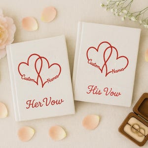 Personalized Hand Embroidered Vow Book A6 size, Wedding Doves and Lockets Hand Embroidered Notebook, Fabric Hard cover, Handmade Notebook