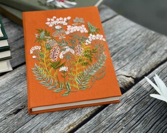 Personlig handbroderad anteckningsbok, handgjord tyganteckningsbok, anpassad dagbok, prästkrageanteckningsbok, tygdagbok med hårt omslag, anpassad anteckningsbok