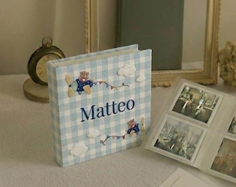 Álbum de fotos para bebé bordado a mano con fundas, álbum de fotos personalizado, regalo de aniversario, regalo para bebé, álbum de fotos único, álbum de fotos para bebé