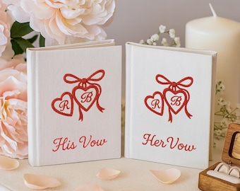 Livro de votos personalizado bordado à mão, tamanho A6, com pombas e medalhões bordados à mão para casamento, capa dura em tecido, caderno artesanal.
