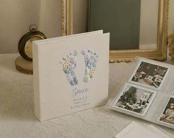 Álbum de fotos bordado a mano con mangas, álbum de fotos personalizado, regalo de aniversario, álbum de fotos único, álbum de fotos bordado con flores.
