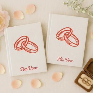Personalized Hand Embroidered Vow Book A6 size, Wedding Doves and Lockets Hand Embroidered Notebook, Fabric Hard cover, Handmade Notebook