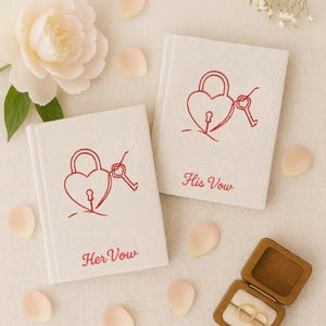 Personalized Hand Embroidered Vow Book A6 size, Wedding Doves and Lockets Hand Embroidered Notebook, Fabric Hard cover, Handmade Notebook