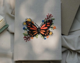 Personalized HAND Embroidered Notebook, Handmade Fabric Notebook, Custom Diary, Daisy Notebook, Fabric Hard Cover Journal, Custom Notebook