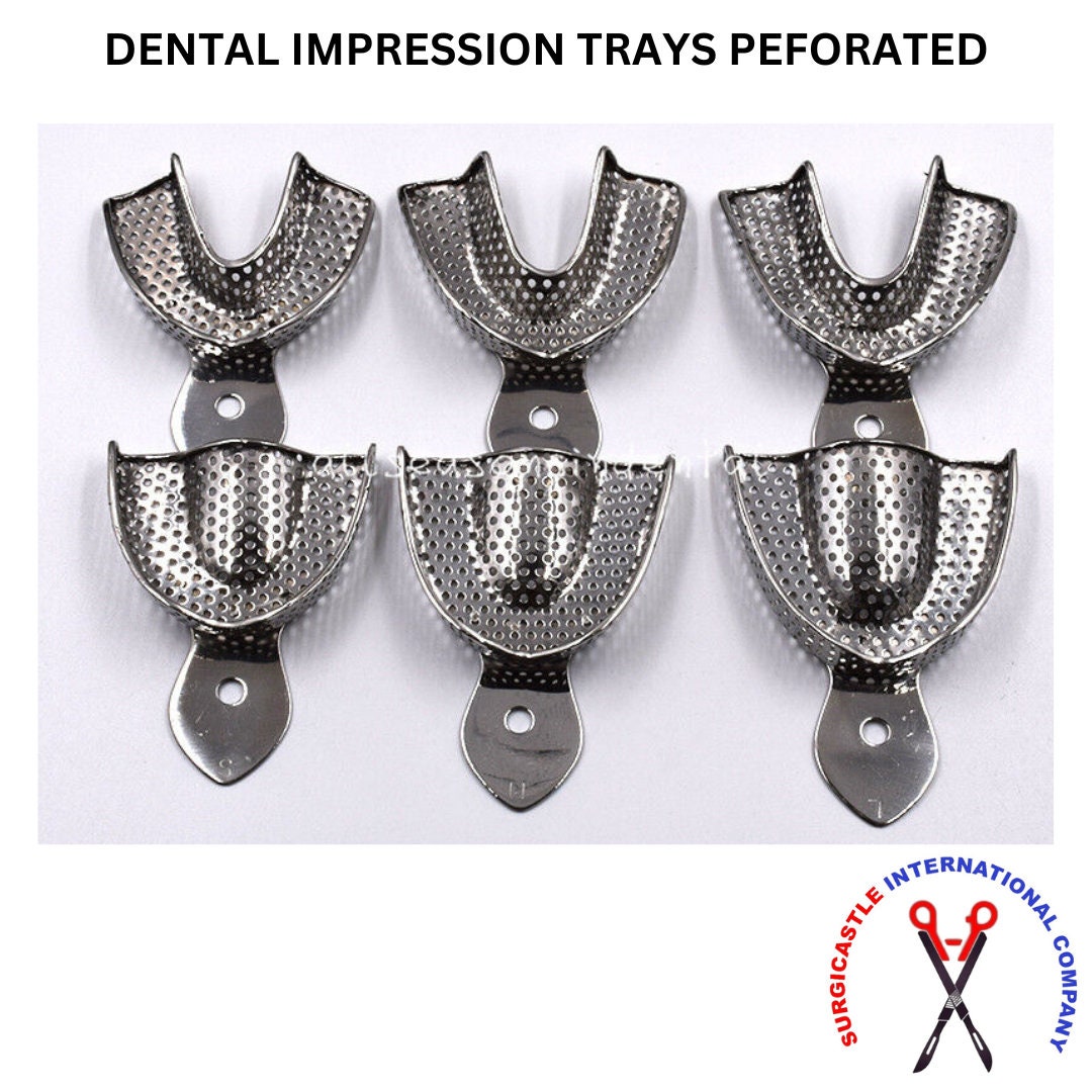 Autoclavable Dental Instruments 6-Piece Dental Impression Trays - 304 Stainless Steel Perforated Upper/Lower In 3 Sizes Perforated Dental Equipment - Foto 5