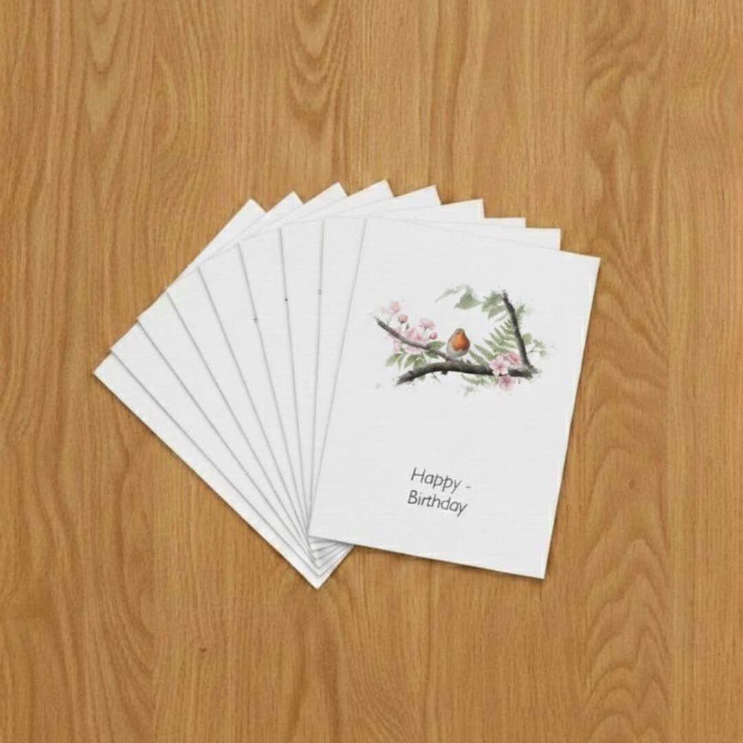Personalized Robin Bird Cards Pack of 10 - Charming Watercolor Spring ...