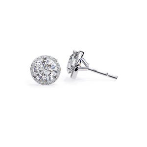 VVS1 Certified Moissanite | Round Cut | Stud Earrings | Solitaire 925 Sterling Silver | White Gold Plated | Jewelry for Her