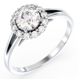 Elegant Round Cut Moissanite Ring | 925 Sterling Silver | Engagement Rings for Women | White Gold-Plated | Wedding Promise | Fine Jewelry