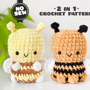 No Sew Bee Crochet Pattern Easy Fast Amigurumi Plushie Bestseller Market 2-in-1 PDF