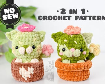 Nr Sew Kaktus Katze Häkelanleitung einfach schnell Amigurumi Plushie Bestseller-Markt 3-in-1