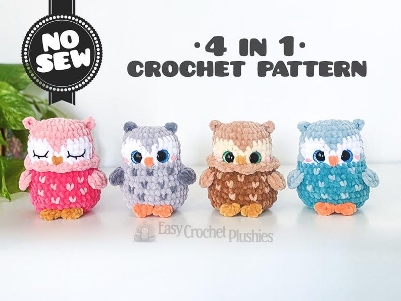 Patrón de búho a crochet: Amigurumi fácil y rápido 4 en 1 (sin costuras) PDF imagen 1