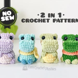 Patrón de cocodrilo de crochet sin costuras, peluche de chenilla fácil y rápido, caimán 2 en 1 (PDF)