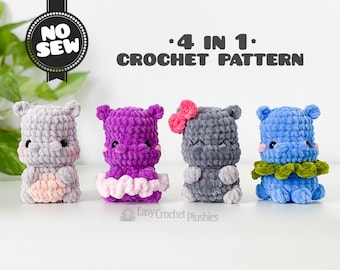 No Sew nijlpaard-haakpatroon Easy Fast Amigurumi-knuffel Bestseller Market 4-in-1 pdf