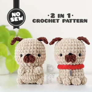 Patrón de crochet para perro amigurumi sin costuras, fácil y rápido, el más vendido del mercado, 3 en 1, PDF
