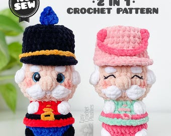 No Sew Nutcracker Crochet Pattern Easy Fast Amigurumi Plushie Bestseller Market 3-in-1 PDF