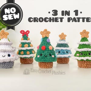 Christmas Tree Crochet Pattern: No Sew Easy Fast Amigurumi Plushie 3-in-1 PDF