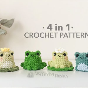 Modèle au crochet grenouille sans couture, Amigurumi sans couture, modèle peluche au crochet - PATRON PDF 4 en 1