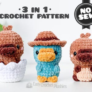 Platypus Crochet Pattern: No Sew Easy Fast Amigurumi Plushie 3-in-1 PDF