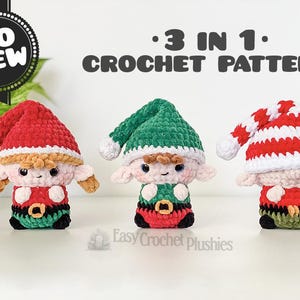 No Sew Santa's Helper Crochet Pattern Easy Fast Amigurumi Plushie Bestseller Market 3-in-1 PDF