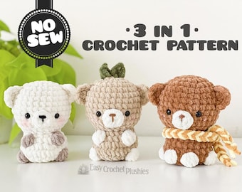 Modèle au crochet ours sans couture facile et rapide pour peluche Amigurumi, best-seller du marché 3-en-1