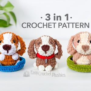 No Sew Beagle Crochet Pattern, No Sew Amigurumi, Crochet Plushie Pattern - 3 in 1 PDF PATTERN