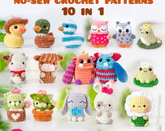 NO SEW Amigurumi Bundle: 10-in-1 Market Prep Collection, Rubber Ducky Owl Monster Patterns